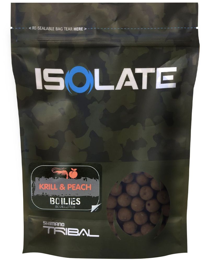 Levně Shimano boilie isolate krill peach - 1 kg 18 mm