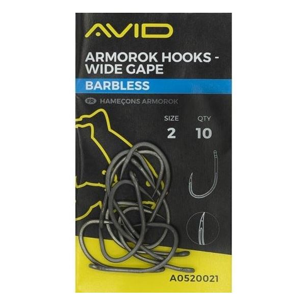 Avid Carp Háčky Armorok Hooks Wide Gape Barbless