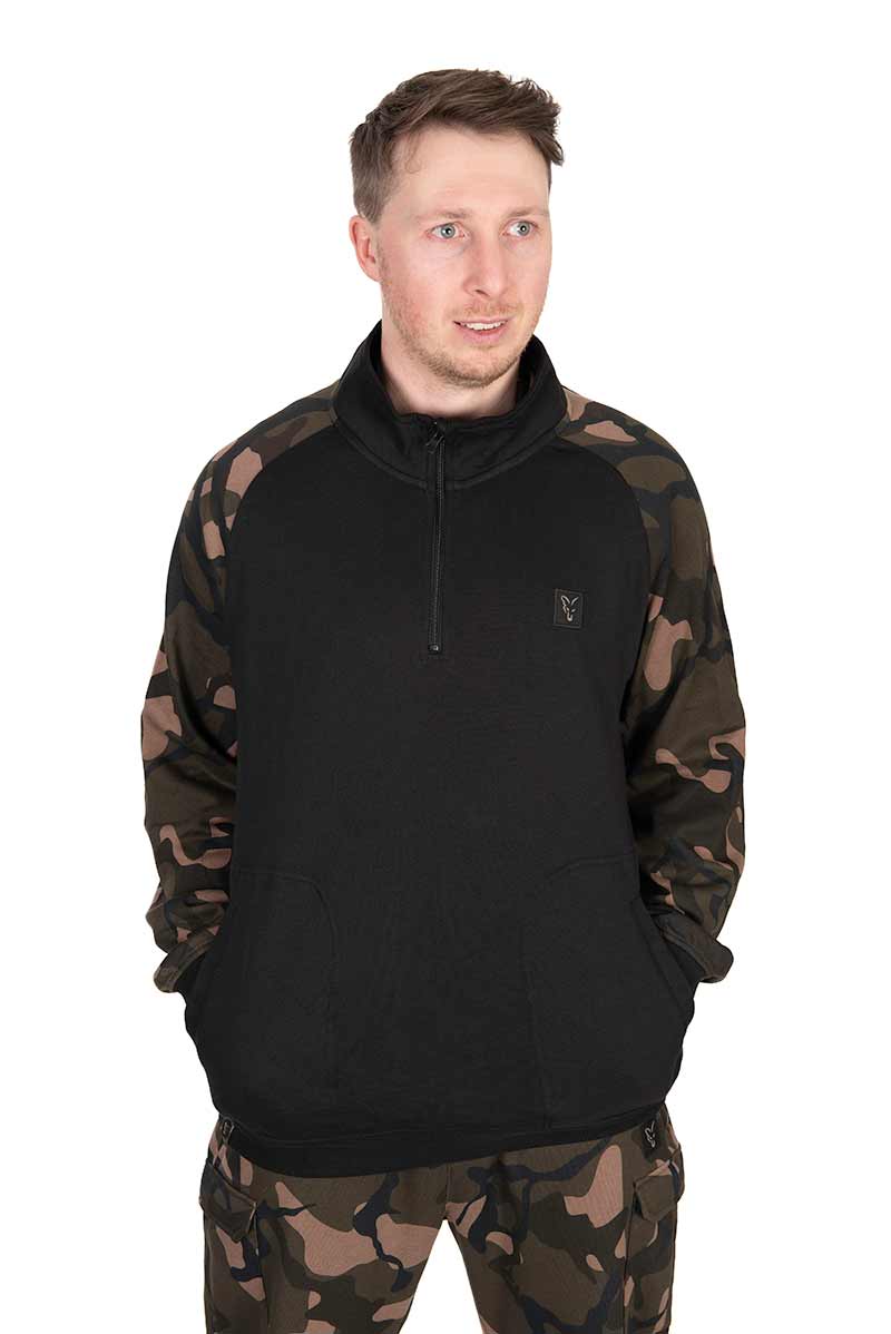 Fox mikina lw black camo qtr zip - s