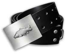 Kožený opasek 45 mm s kovovou přezkou Kapr - Černý