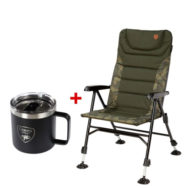 Giants Fishing Křeslo Chair Long Back + Nerezový Thermo Hrnek 400 ml