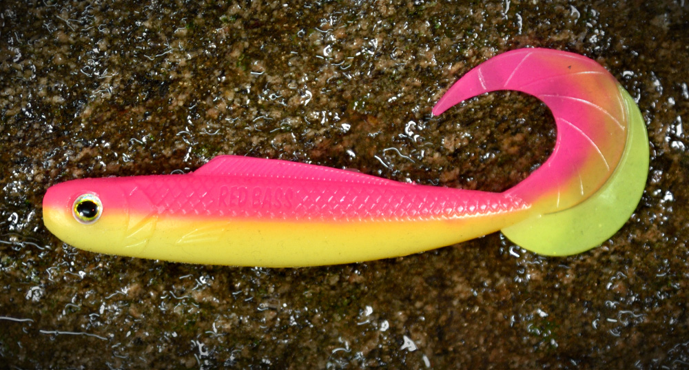 Redbass gumová nástraha twister kixter tutti frutti uv color - l 100 mm