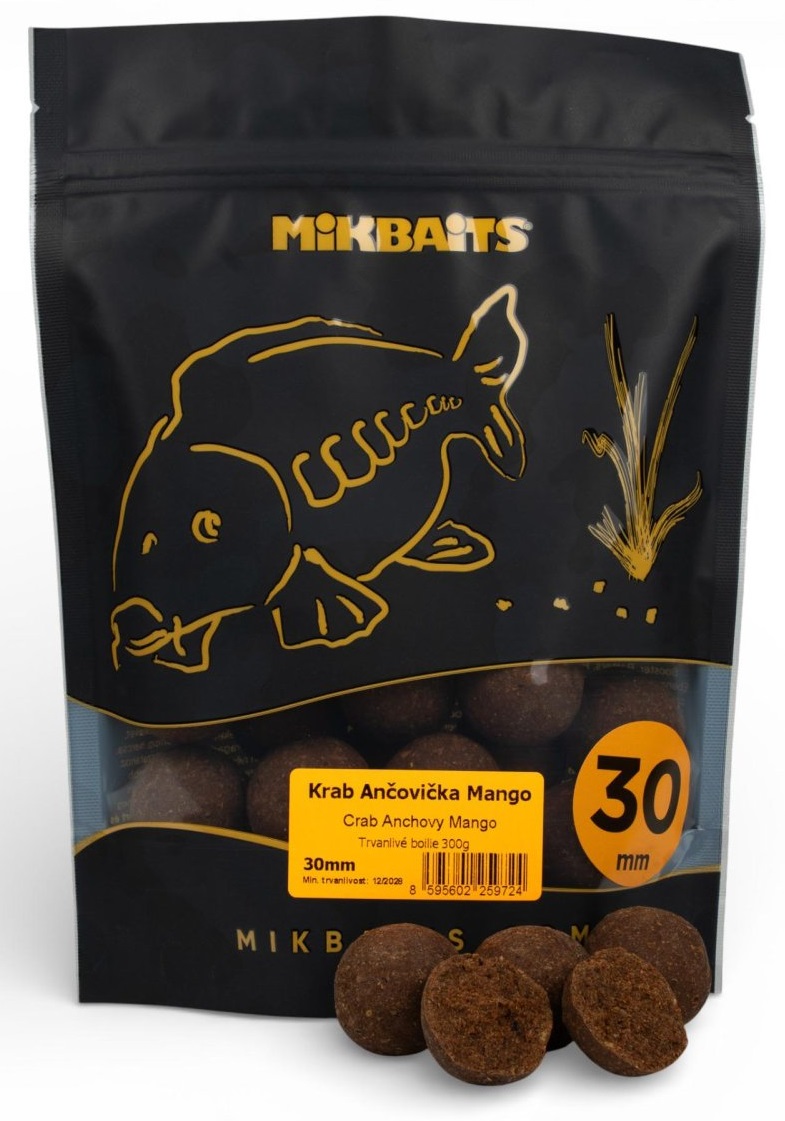 Levně Mikbaits boilie fanatica krab ančovička mango - 300 g 30 mm