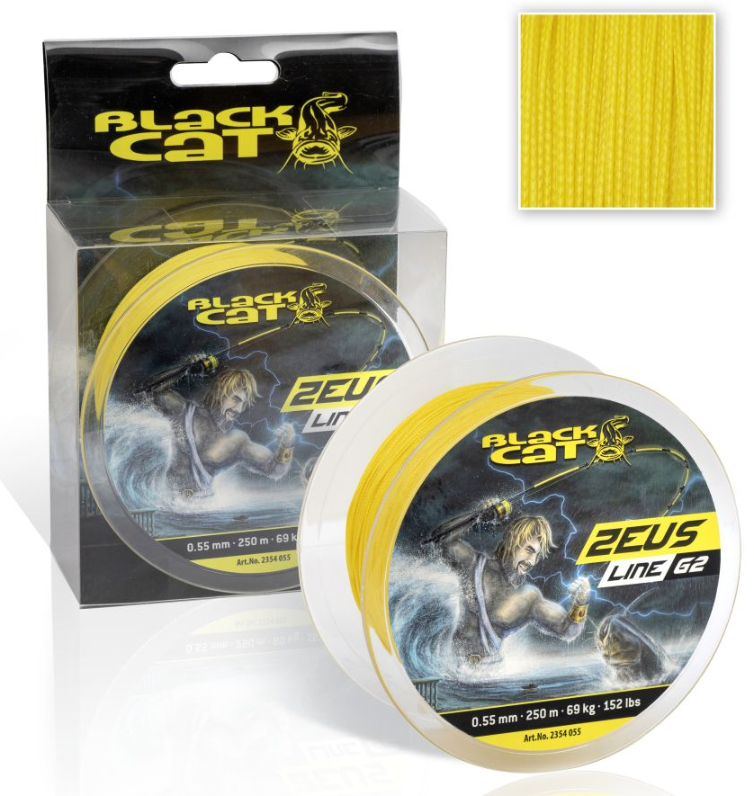 Black cat splétaná šňůra zeus line g2 žlutá 250 m - 0,45 mm 46 kg