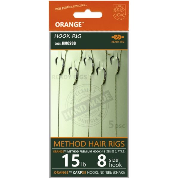 Life Orange Návazce Method Hair Rigs S2 15 lb 5 ks