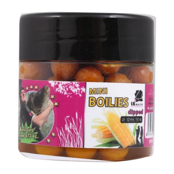 LK Baits Mini Boilies In Dip World Record Carp Corn 12 mm 150 ml