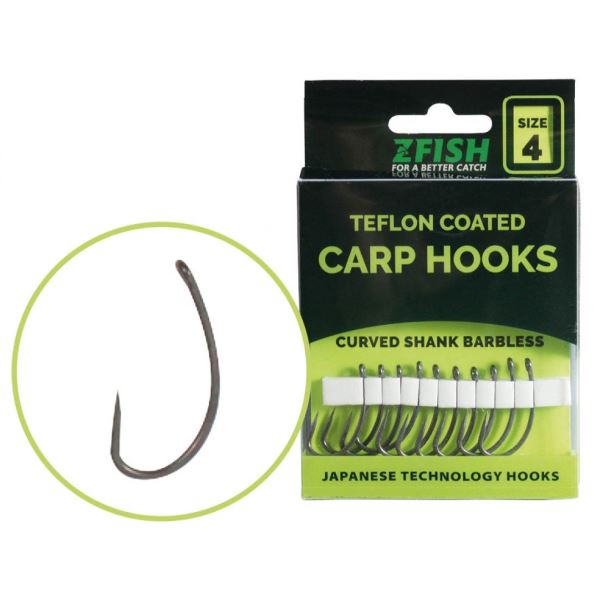 Zfish Teflonové Háčky Curved Shank Barbless 10 ks