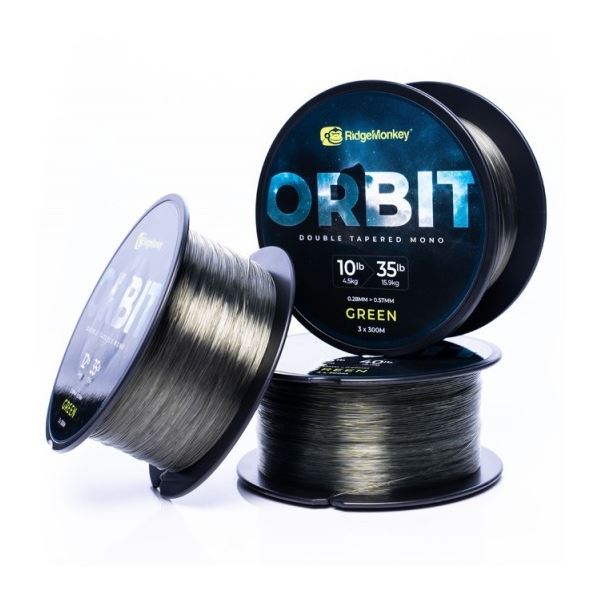 RidgeMonkey Vlasec Orbit Double Tapered Mono Oboustranně Ujímaný Vlasec Zelená 3x300 m