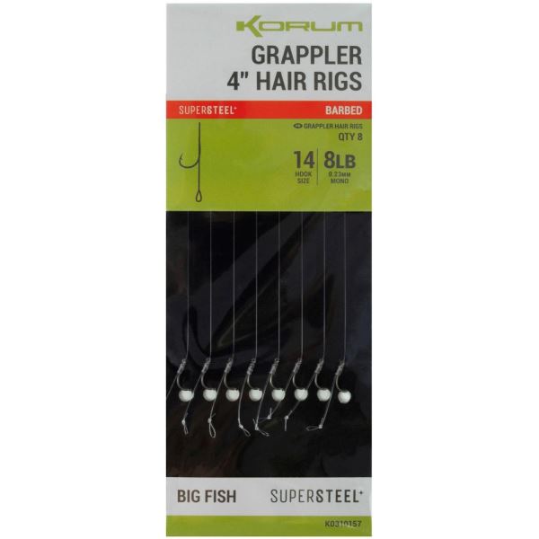 Korum Návazec Grappler 4” Hair Rigs Barbed 10 cm