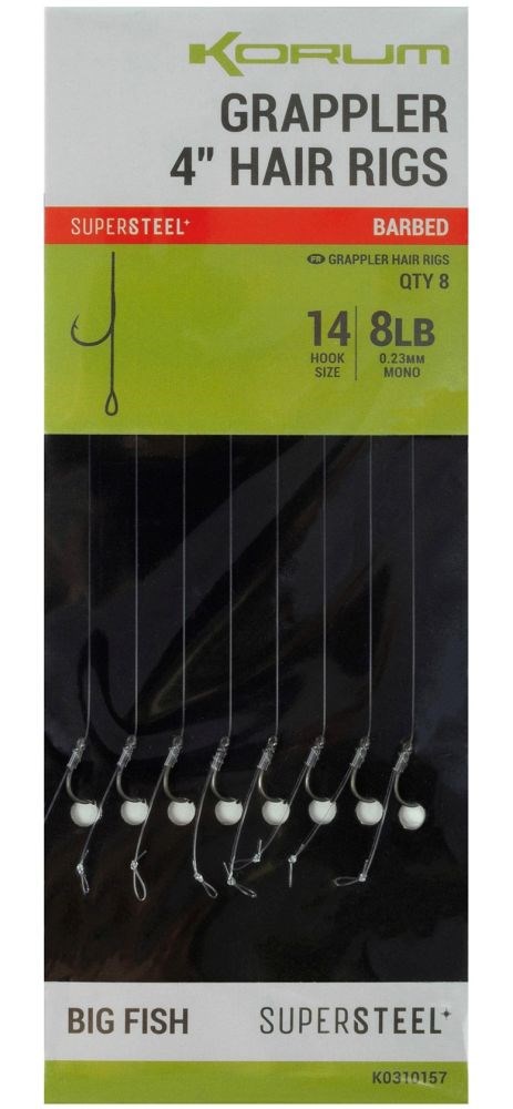Korum Návazec Grappler 4” Hair Rigs Barbed 10 cm (6)