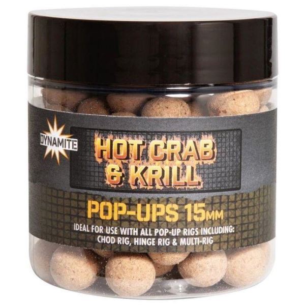 Dynamite baits Plovoucí boilie Pop Ups Hot Crab Krill 15 mm