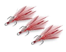 Delphin Trojháček Bird Hook Triple Červená Pírka 3 ks (1)