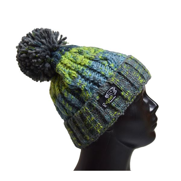 R-SPEKT Kulich Maxi Pompom Beanie Šedozelený