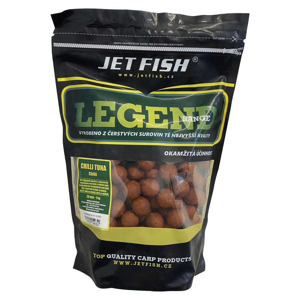 Levně Jet fish boilie legend range chilli tuna chilli -220 g 16 mm