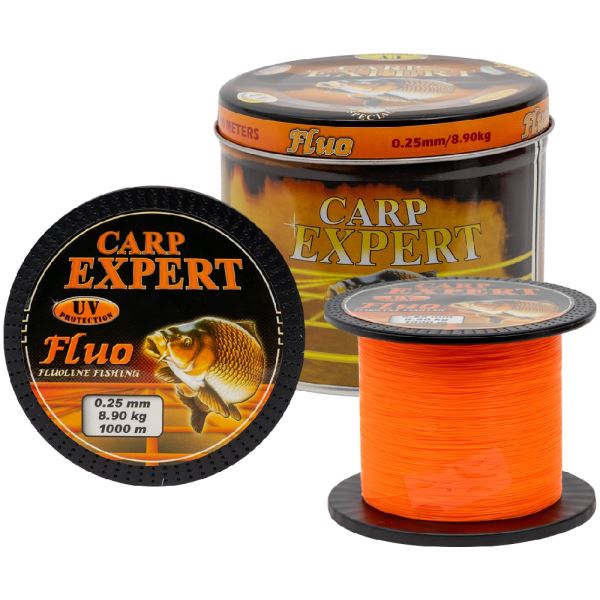 Carp Expert Vlasec V Plechové Doze UV Fluo Oranžový 1000 m