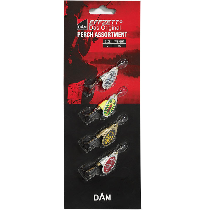 Dam sada třpytek assortment spinner 4 ks 2 4 g sinking perch