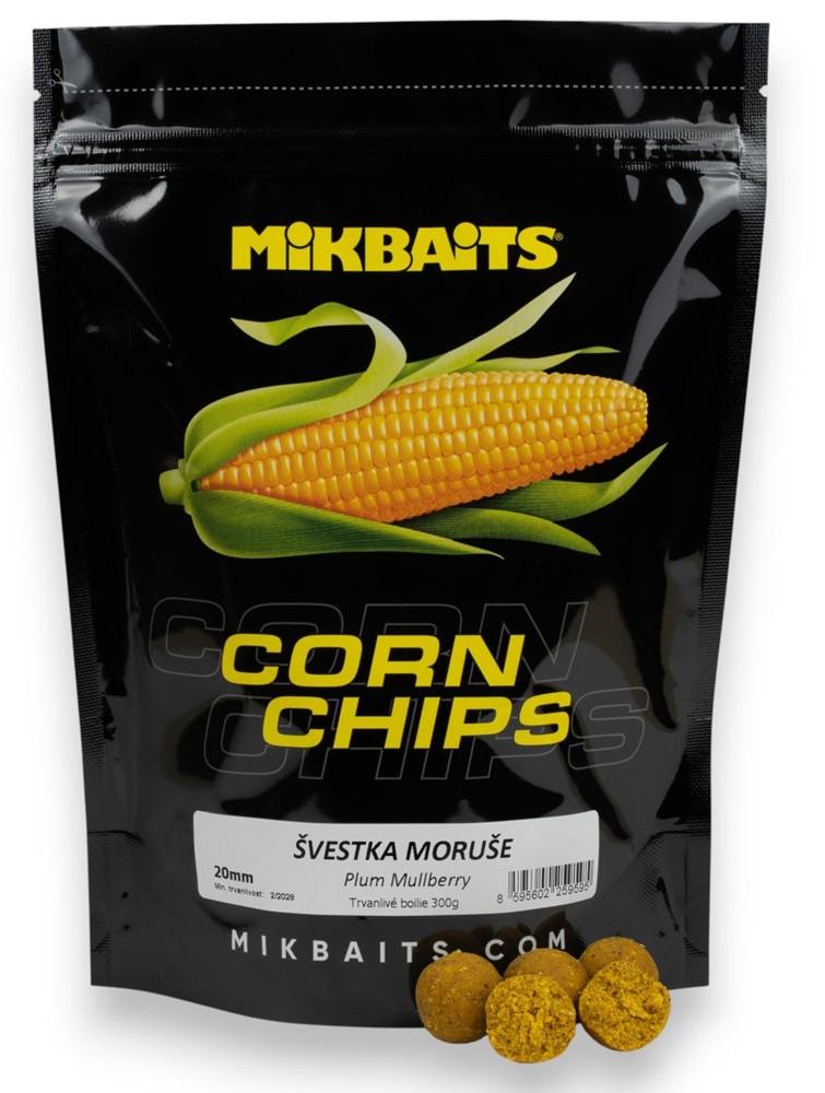 Levně Mikbaits boilie corn chips švestka moruše - 2,5 kg 20 mm