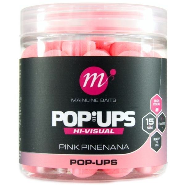 Mainline Plovoucí Boilie High Visuali Pop Ups Pink Pinenana 15 mm