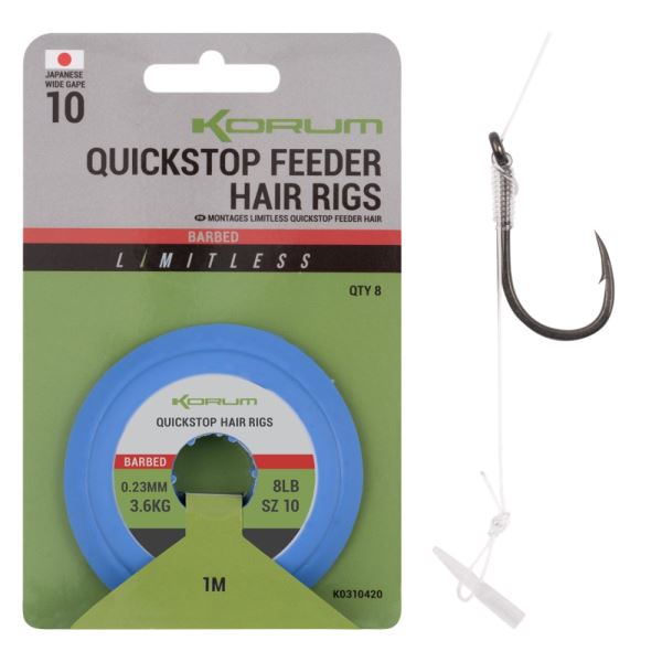 Korum Návazec Limitless Quickstop Feeder Hair Rigs 8 ks 1 m