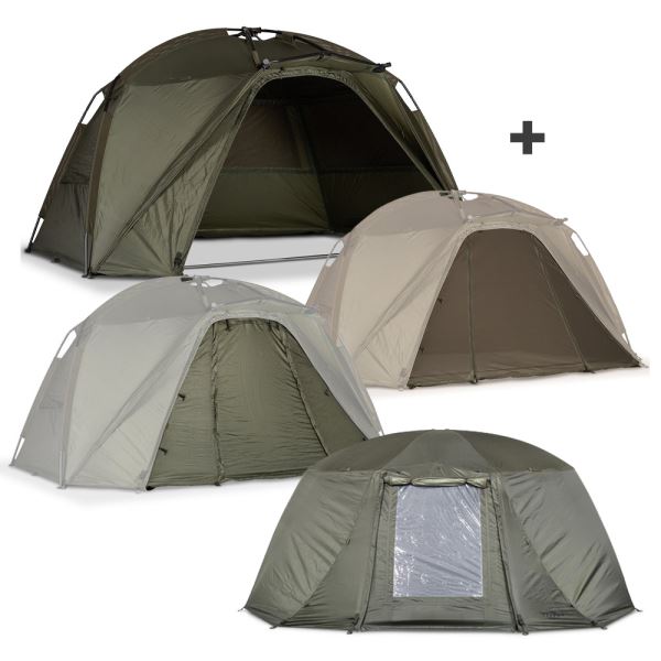 Nash Bivak Titan Hide Pro XL + Moskytiérový Přední Panel Mozzi Infill+ Nepromokavý Přední Panel Waterproof Infill + Zimní Přehoz Overwrap