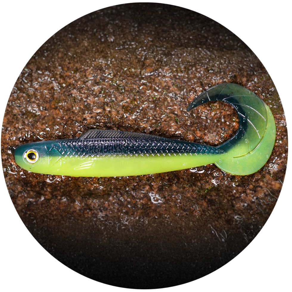 Redbass gumová nástraha twister kixter black/signal yellow g uv color - 12,5 cm 14 g