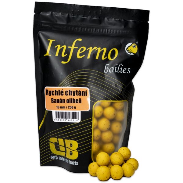 Carp Inferno Boilies Pro Rychlé Chytání 250 g 16 mm Banán Oliheň