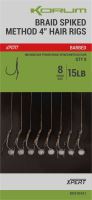 Korum Návazec Power Braid Spiked Method Hair Rigs 15 lb Barbed  10 cm 8 ks (2)