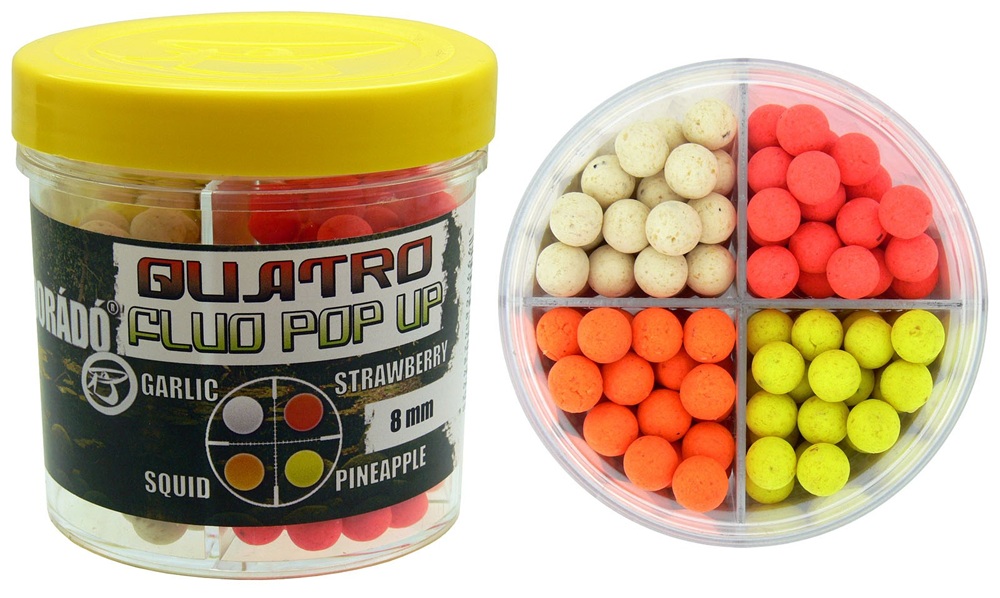 Haldorádó plovoucí boilie fluo pop-up boilies quatro mix 50 g - 8 mm