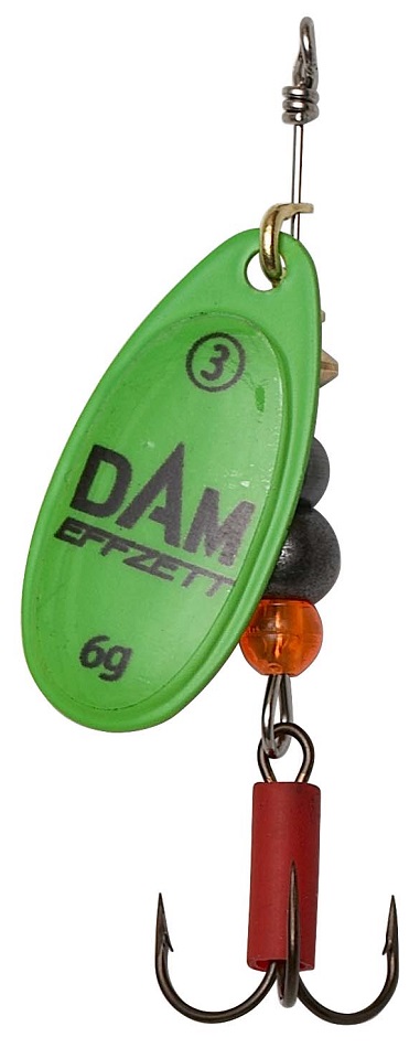 Dam třpytka effzett fluo spinner green - velikost 2 hmotnost 4 g