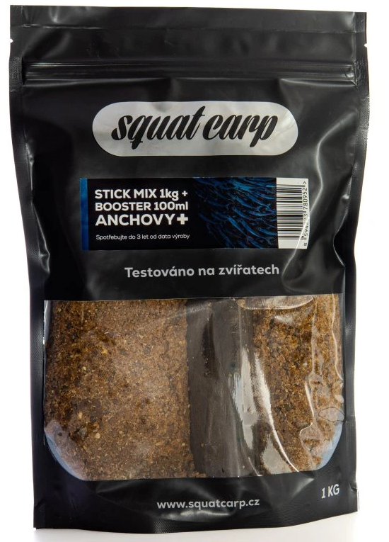 Levně Squat carp stick mix anchovy+ 1 kg + booster 100 ml