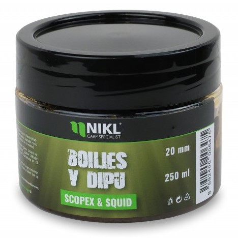 Nikl boilies v dipu scopex & squid 250 g - 20 mm