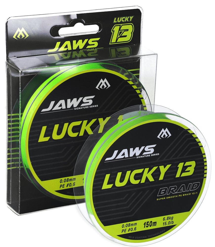 Mikado splétaná šňůra jaws lucky 13 fluo zelená 150 m - 0,14 mm 11 kg