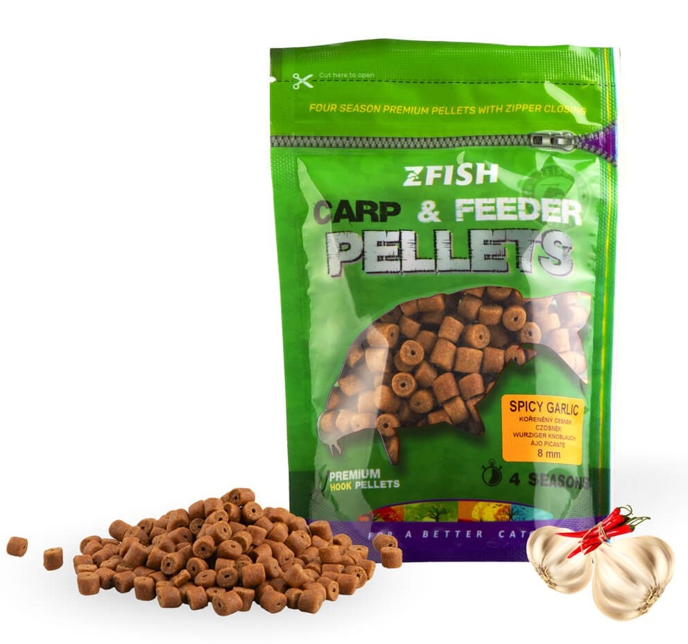 Levně Zfish chytací pelety carp & feeder pellets 8 mm 200 g - spicy garlic