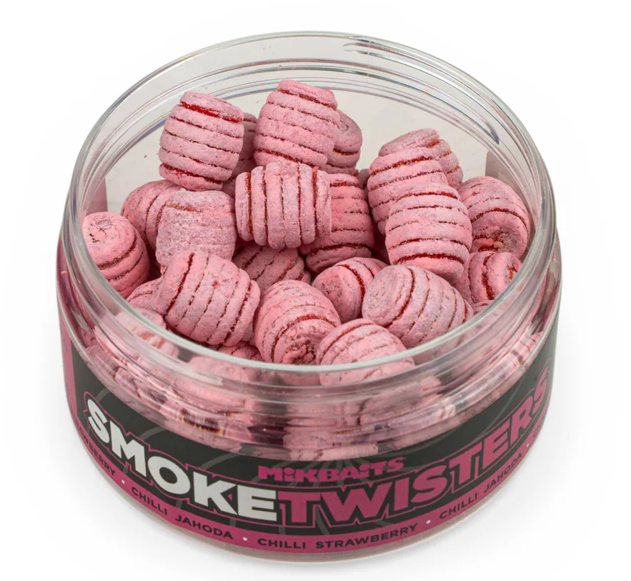 Levně Mikbaits smoke twisters barrel 100 ml 12 mm - chilli jahoda