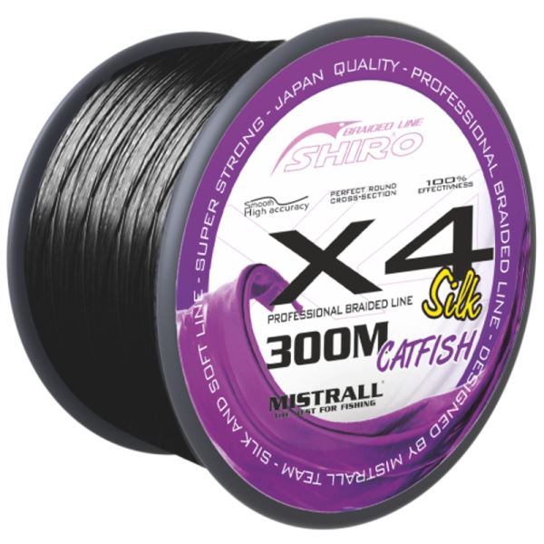 Mistrall Splétaná Šňůra Shiro X4 Catfish Černá 300 m