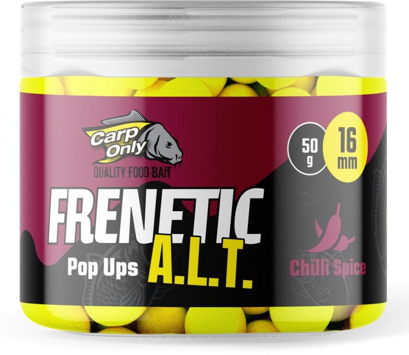 Levně Carp only plovoucí boilies frenetic a.l.t. hi-visual pop ups 16 mm 50 g - chilli spice