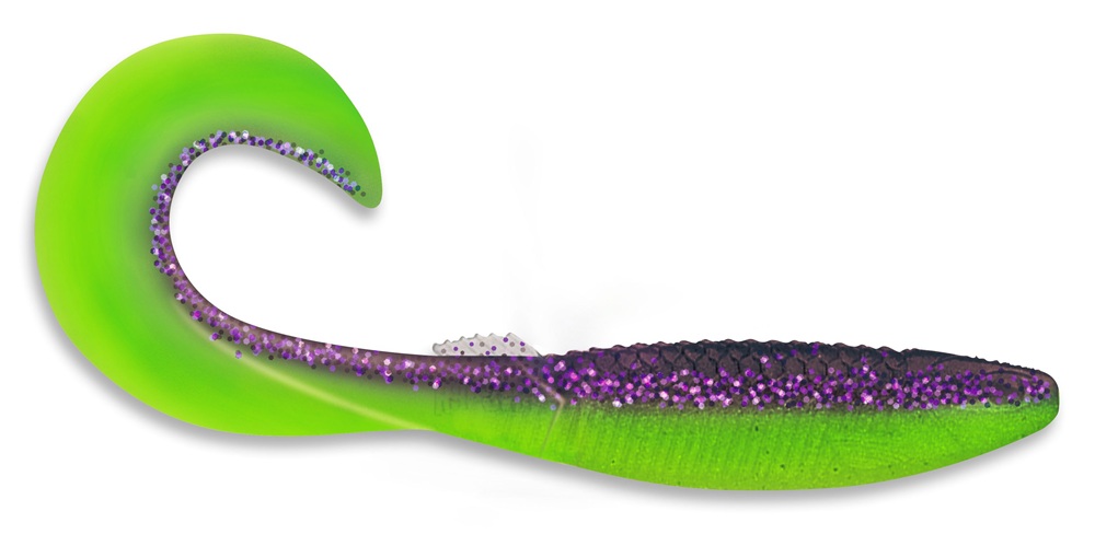 Rapala gumová nástraha crushcity the curl purple chartreuse - 11,6 cm 7,6 g 6 ks