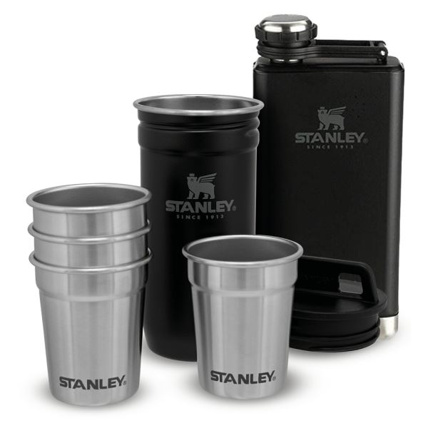 Stanley Dárkový Set Adventure Series Placatka/Butylka 250 ml + Panáky 4ks Černá