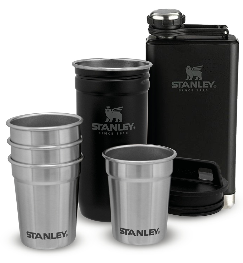 Stanley dárkový set adventure series placatka/butylka 250 ml + panáky 4ks černá