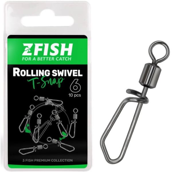 Zfish Obratlík s Karabinkou Rolling Swivel With T Snap 10 ks