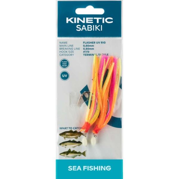 Kinetic Návazec Sabiki Flasher UV Orange Yellow Pink 150 cm 7/0