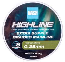 Nash Splétaná Šňůra Highline Extra Supple Braid Green 1200 m - 0,28 mm 15,87 kg
