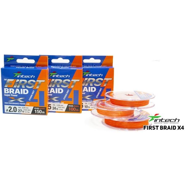 Intech First Splétaná Šňůra Braided Line Braid X4 Orange 150 m