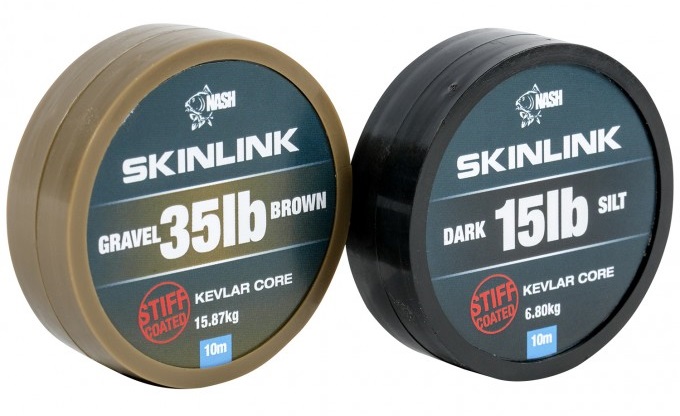 Nash návazcová šňůrka potahovaná skinlink stiff 10 m gravel hnědá-průměr 20 lb / nosnost 9,07 kg