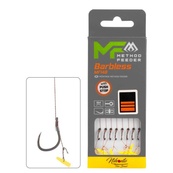 Mikado Návazec Feederový MF14 Braided Push Stop Barbless 8 ks 10 cm