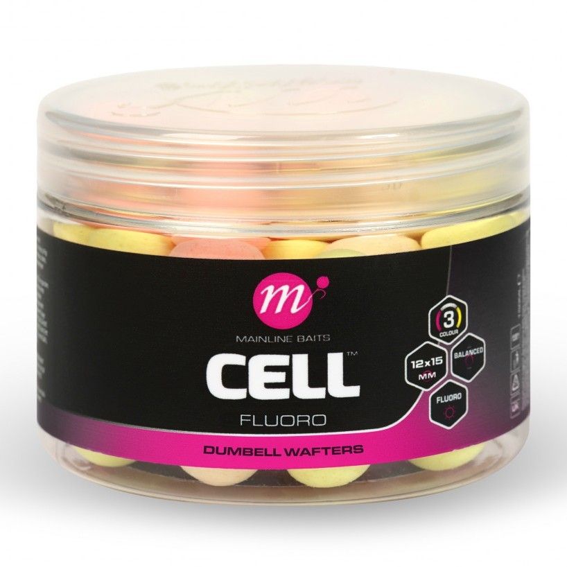 Levně Mainline balanced boilie fluoro dumbell wafters pink yellow white 12x15 mm - cell