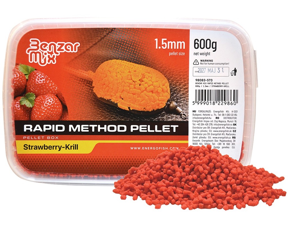 Levně Benzar mix pelety rapid method pellet 1,5 mm 600 g - jahoda krill