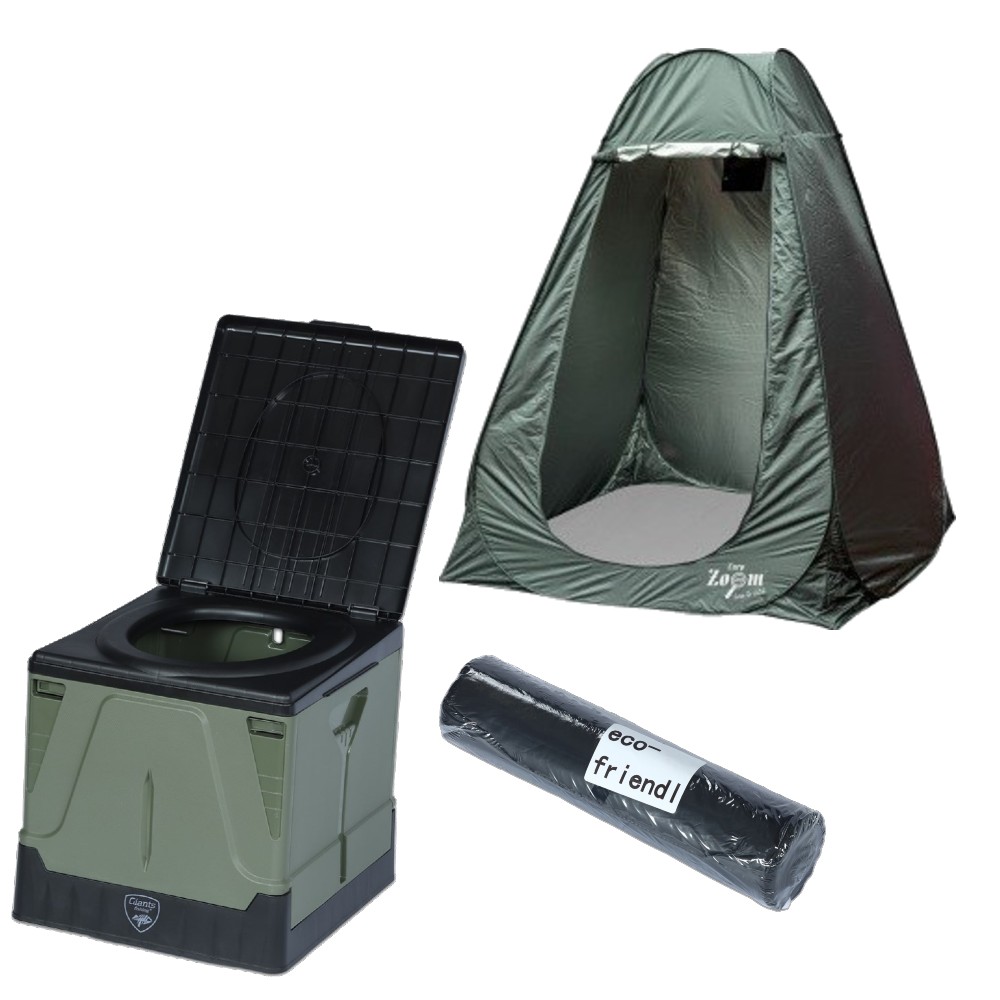 Giants fishing set toaleta folding toilet compact + náhradní sáčky + stan