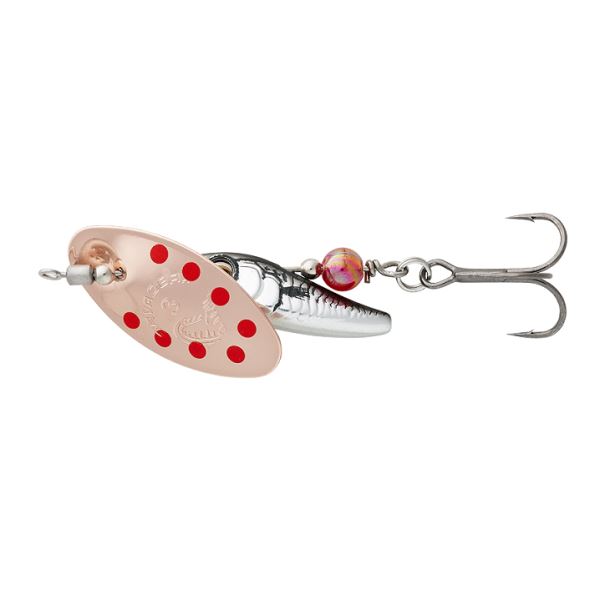 Savage Gear Třpytka Sticklebait Spinner Copper Red Dots