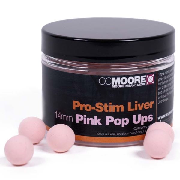 CC Moore Plovoucí Boilie Pro-Stim Liver Pink Pop Ups 14 mm 45 ks